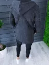 Cardigan barbati gri inchis cu gluga slim fit ZR T3615 81-2
